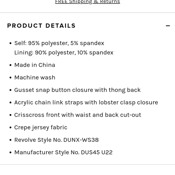 Nwot Siouxie DUNDAS x Revolve cut out resin chained bodysuit xxs - Picture 5 of 8